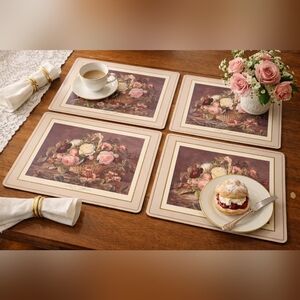 Vintage Pimpernel “Flower Basket” Placemats – Made in England – Cork Back – Set